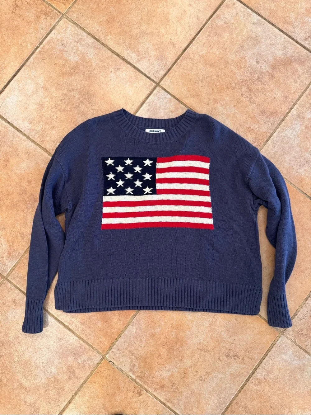 Old Navy Women's Sweater with Flag Intarsia
